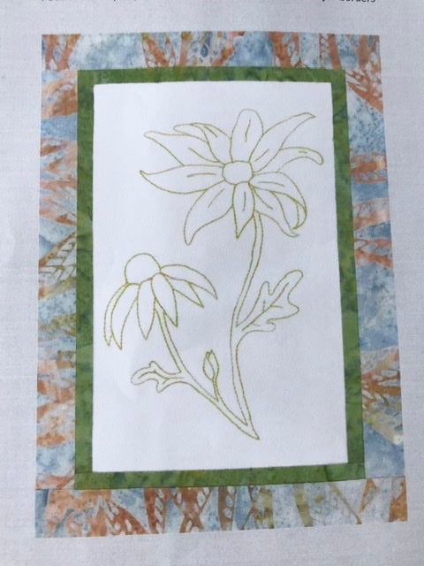 Flannel Flower - Vintage Floral Emblem - Stitchery Version