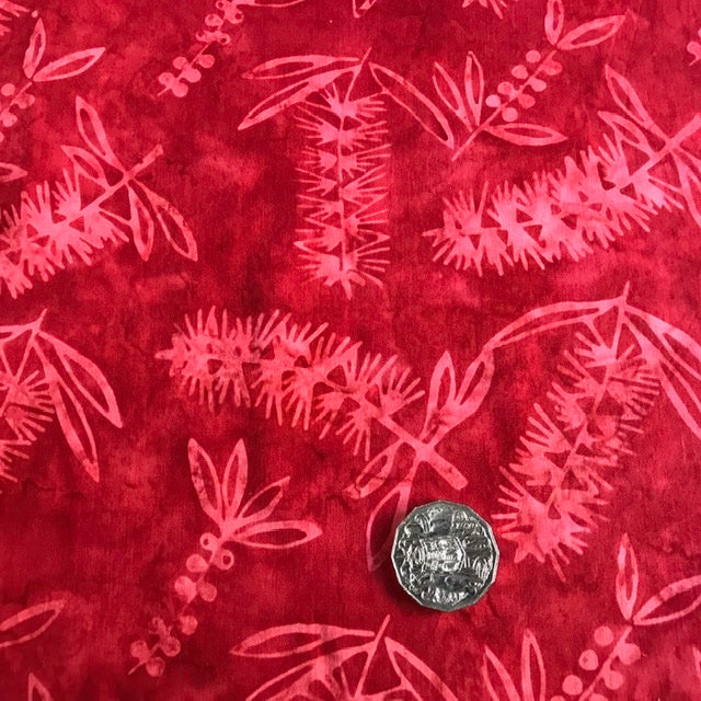 Red Batik- Bottlebrush print