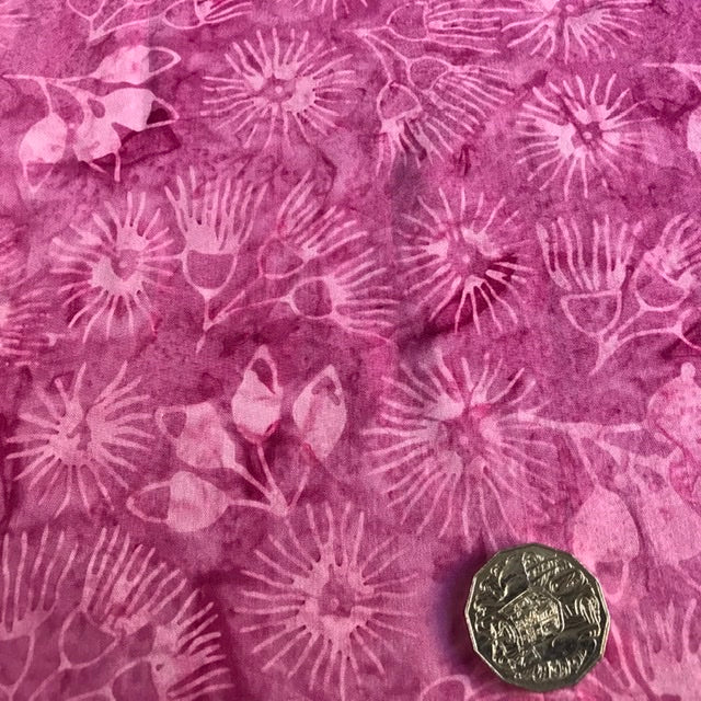 Pink Batik- Gumnuts  print