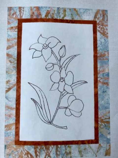 Cooktown Orchid - Vintage Floral Emblem - Stitchery Version