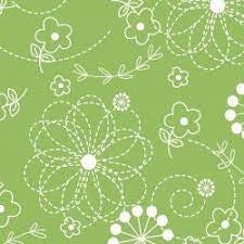 Green with White print Wide Back Fabric